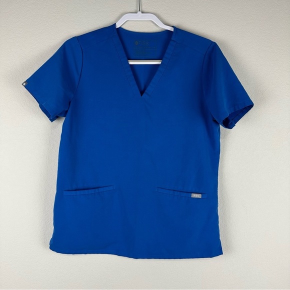 Figs Blue Casma Three Pocket Short Sleeve Scrub Medical Top Size Medium - Picture 1 of 5